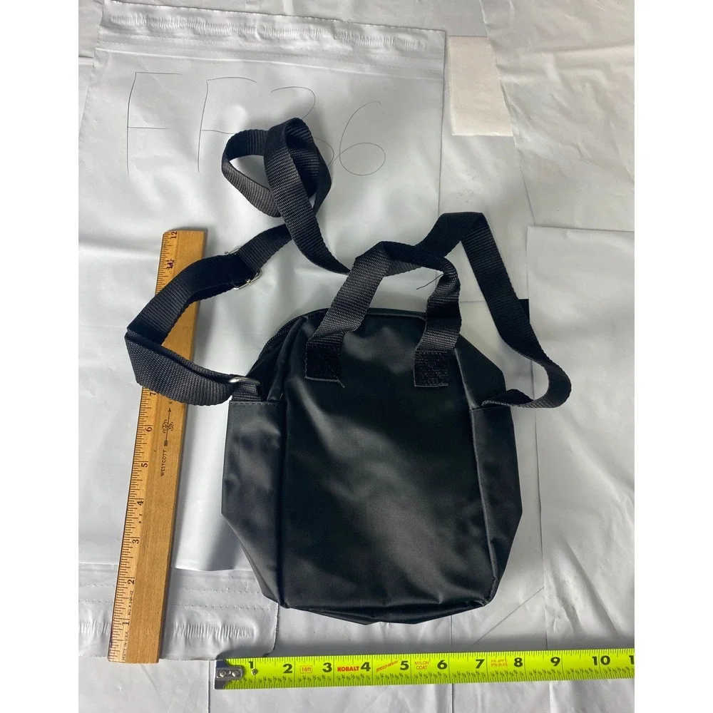Small Black Nylon Crossbody Bag‎ Mini Travel Purse Zip Multi Pocket